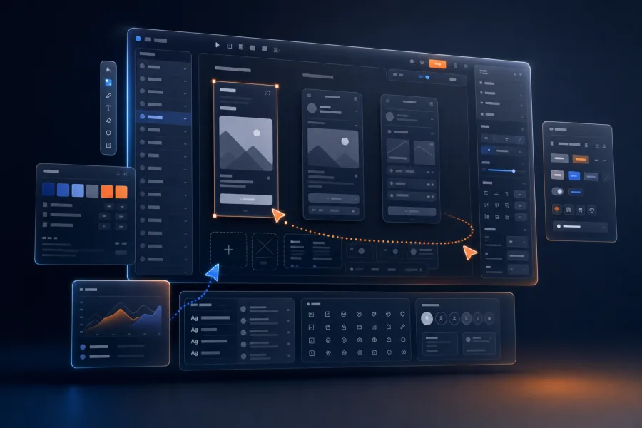 Prototipo digital de producto con interfaz premium.