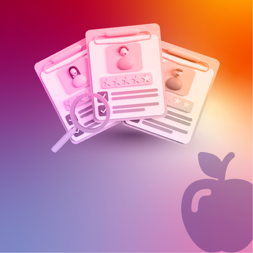 íconos de una lupa buscando al cliente ideal.