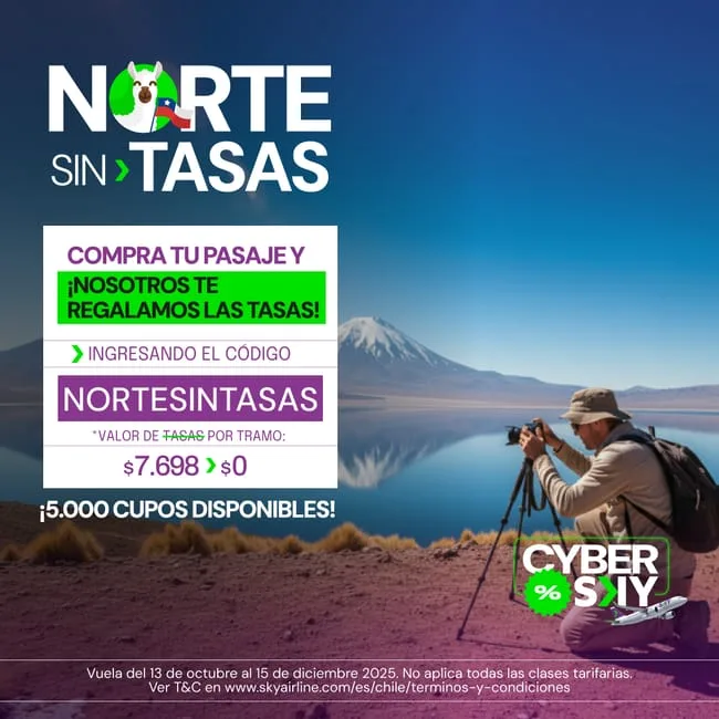 Sky Airline: norte sin tasas, código de descuento para volar al norte de Chile