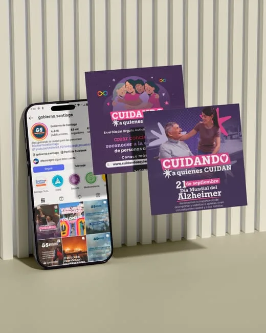 Gobierno de Santiago: piezas de la campaña en teléfono y tarjetas